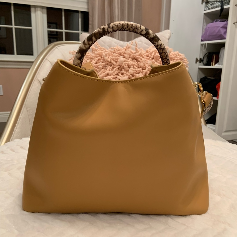 Elleme Baozi Leather Mustard Yellow with Snakeskin Handle